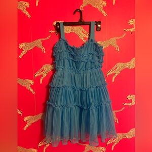 Vestique Blue Ruffle Mini Dress Size Small